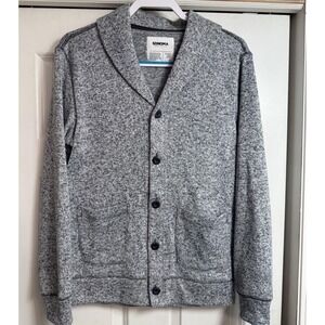 SONOMA Mens Gray Marbled Knit Shawl Collar Cardigan Sweater Size Small